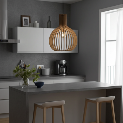 Country Style Wood Cage Hanging Lamp