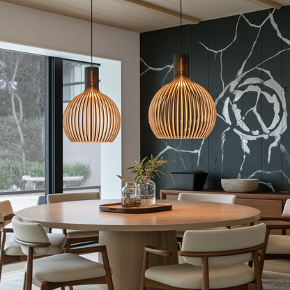 Country Style Wood Cage Hanging Lamp