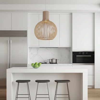 Country Style Wood Cage Hanging Lamp