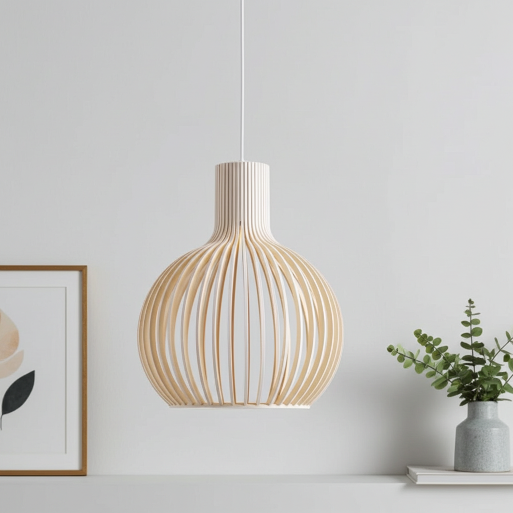 Country Style Wood Cage Hanging Lamp