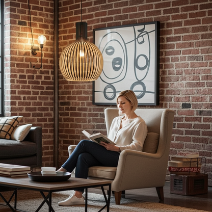 Country Style Wood Cage Hanging Lamp