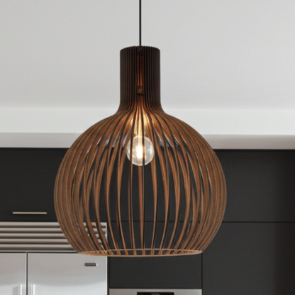 Country Style Wood Cage Hanging Lamp