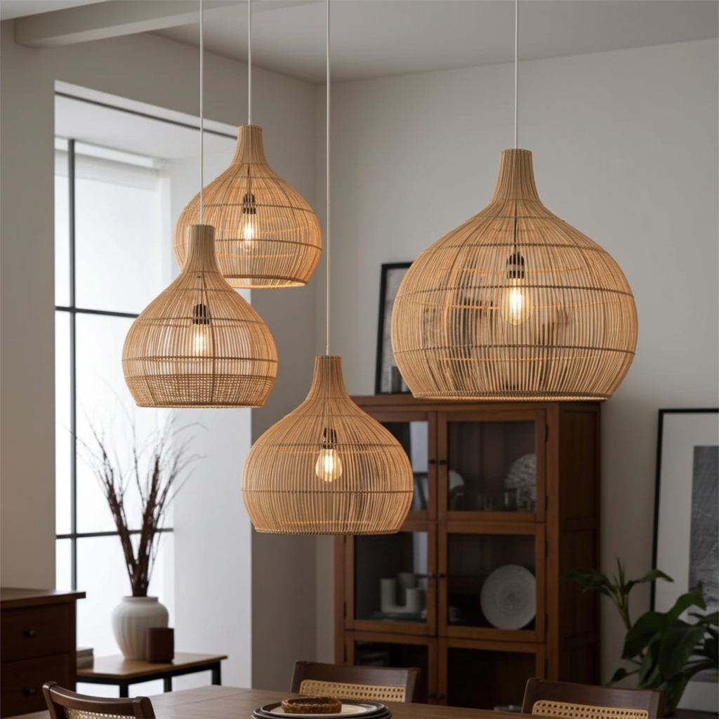 Japanese handwoven Handwoven Rattan Pendant Lamp