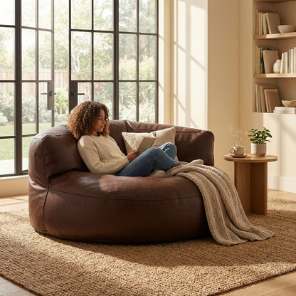 Beanbag Modern Round Retro-Leather