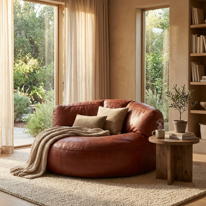 Beanbag Modern Round Retro-Leather
