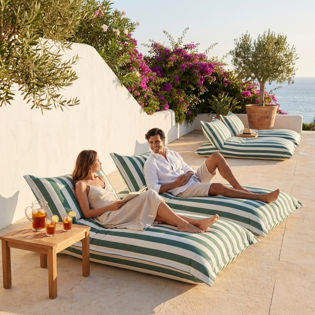 Chaise longue beanbag outdoor stripes