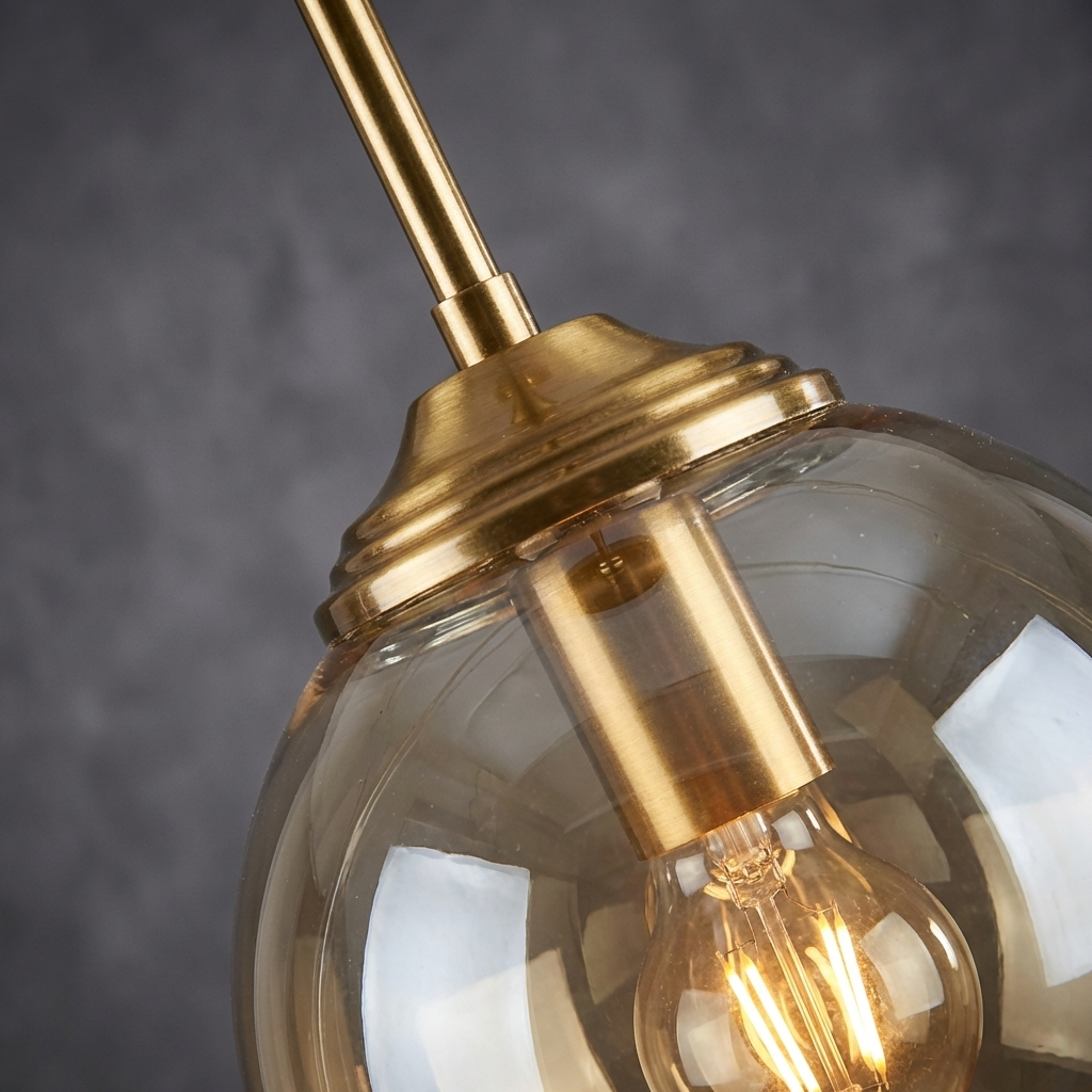 Glaskugel-Hängeleuchte | 3 oder 5 Köpfe | Bernstein, klar oder rauchgrau | E27