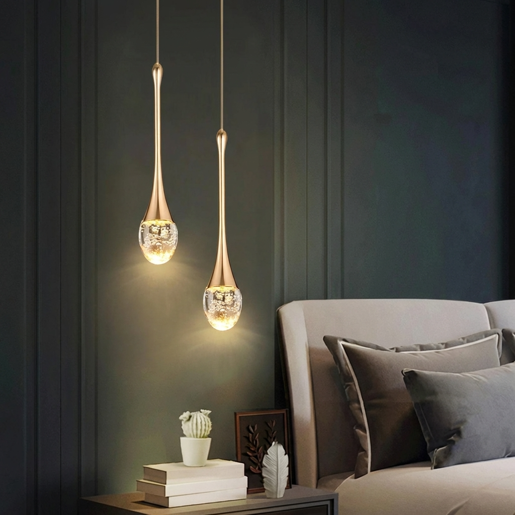 Moderne Blasen-Kristall-Pendelleuchte — 1, 2 oder 3 Köpfe