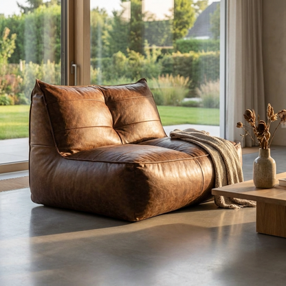 Fauteuil Beanbag Rib Modern Retro-Leder