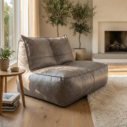 Fauteuil Beanbag Rib Modern Retro-Leder
