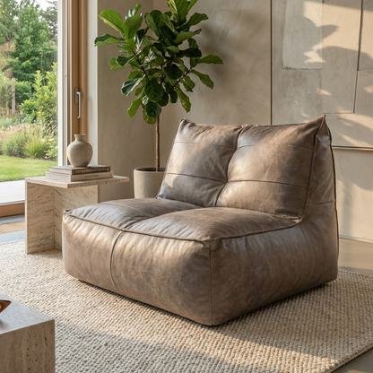 Fauteuil Beanbag Rib Modern Retro-Leder