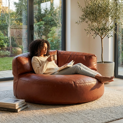 Wagrex – Loveseat Sitzsack Sessel Modern Rund Retro-Leder