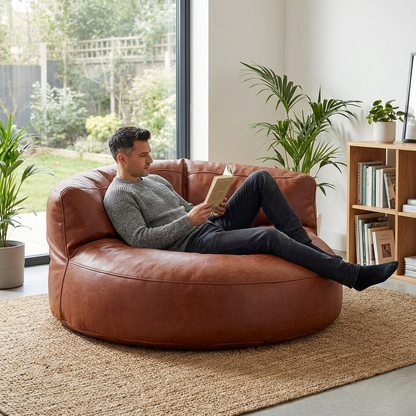 Wagrex – Loveseat Sitzsack Sessel Modern Rund Retro-Leder