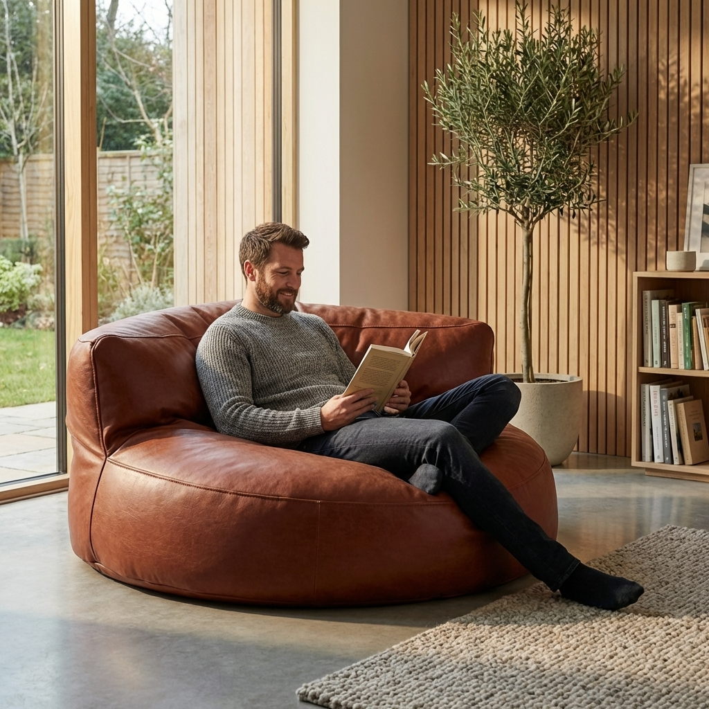 Wagrex – Loveseat Sitzsack Sessel Modern Rund Retro-Leder