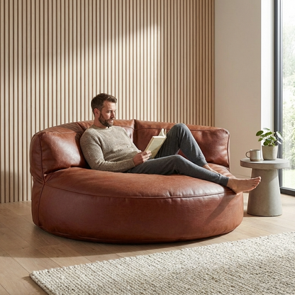 Wagrex – Loveseat Sitzsack Sessel Modern Rund Retro-Leder
