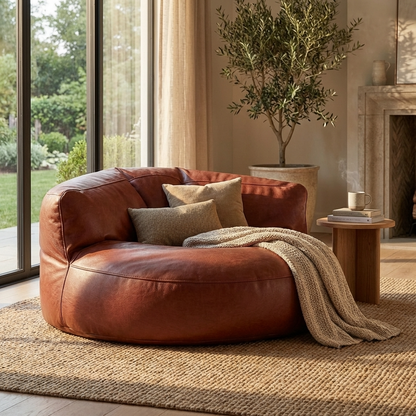 Wagrex – Loveseat Sitzsack Sessel Modern Rund Retro-Leder