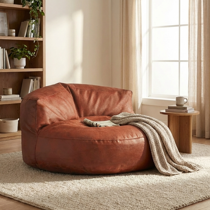 Wagrex – Loveseat Sitzsack Sessel Modern Rund Retro-Leder