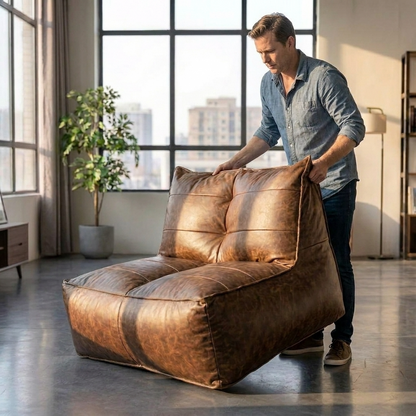 Fauteuil Beanbag Rib Modern Retro-Leder