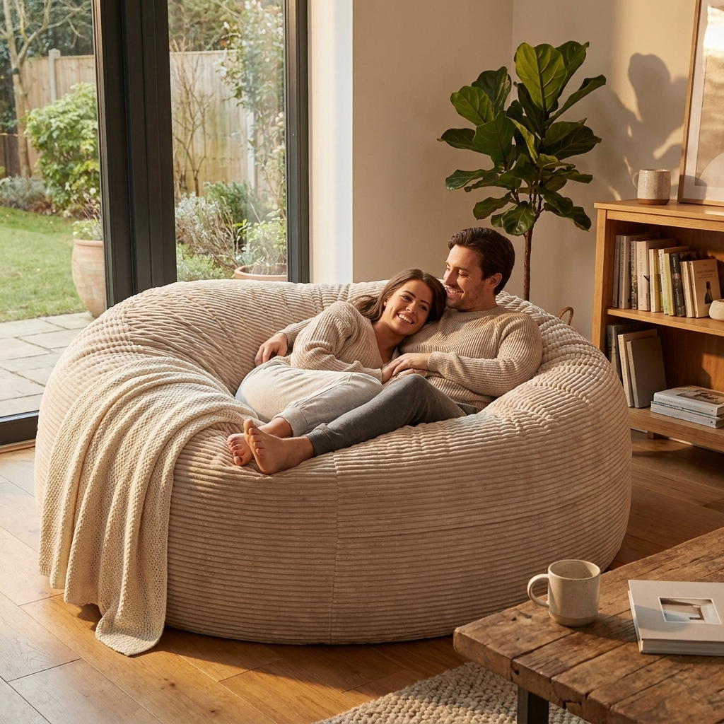 Big XXL BeanBag – Ribbed Corduroy Fabric Grijs
