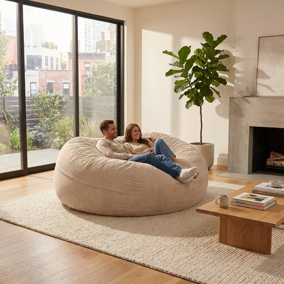 Big XXL BeanBag – Ribbed Corduroy Fabric Grijs