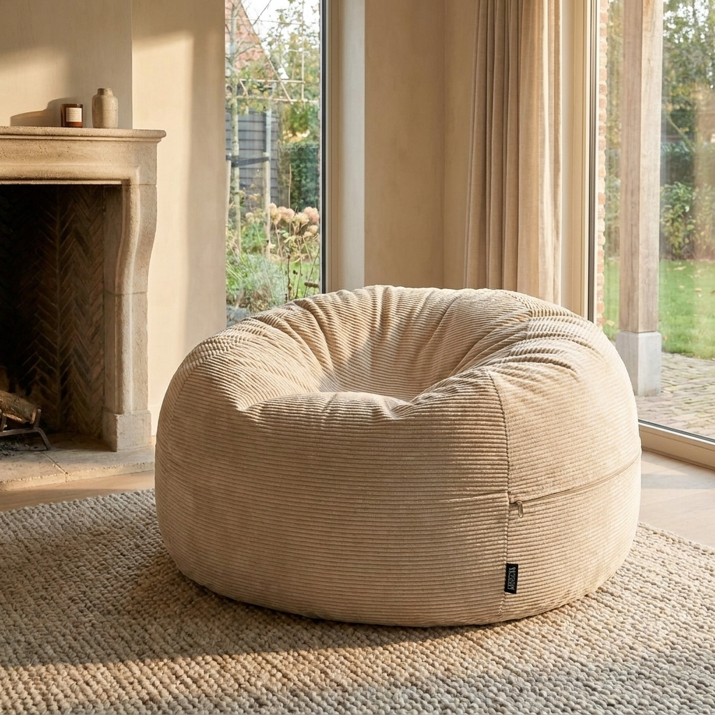 Big XXL BeanBag – Ribbed Corduroy Fabric Grijs