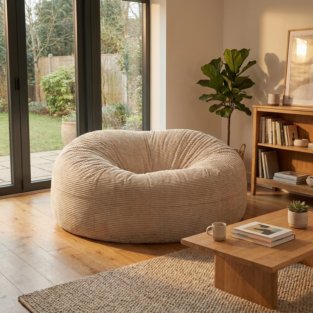 Big XXL BeanBag – Ribbed Corduroy Fabric Grijs