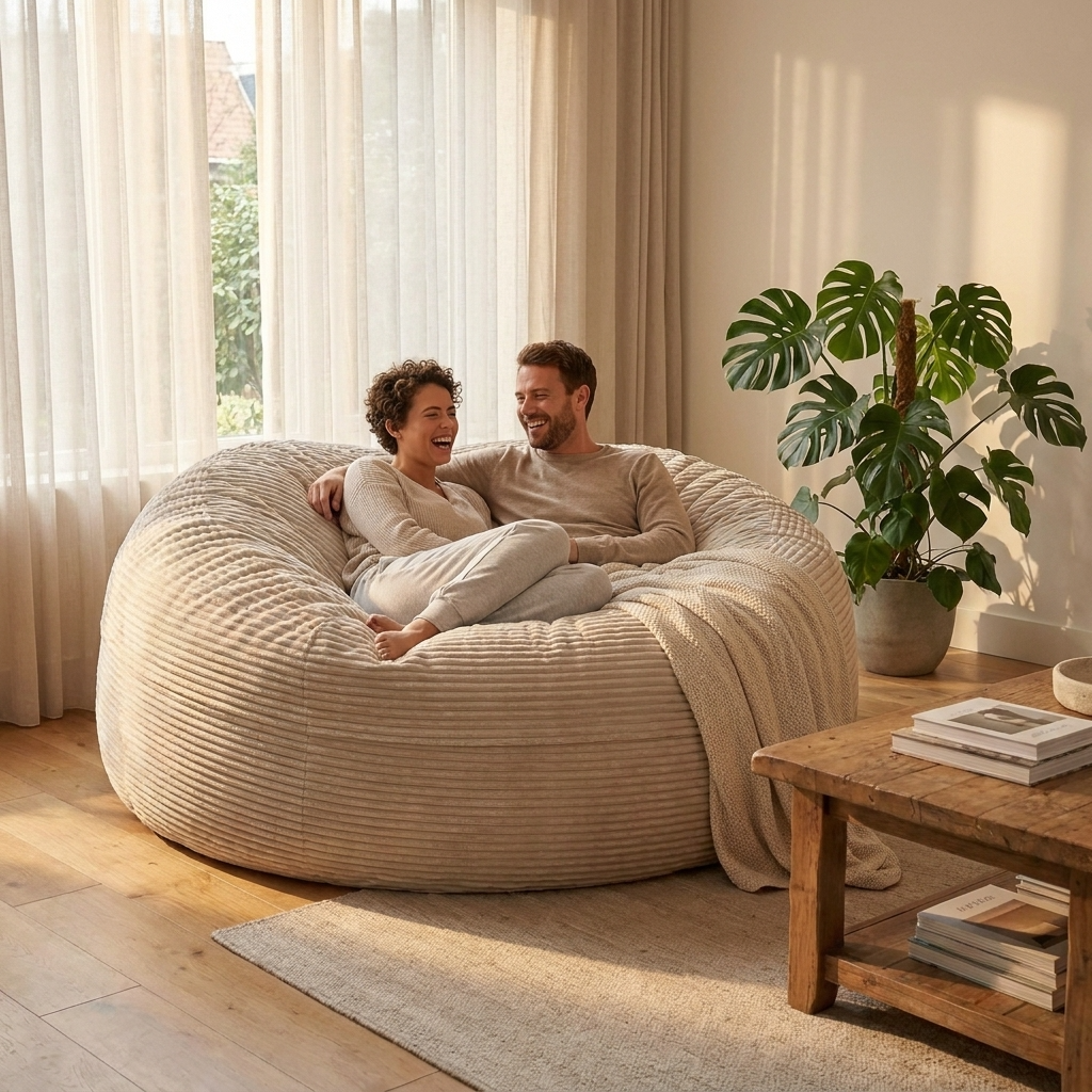 Big XXL BeanBag – Ribbed Corduroy Fabric Grijs