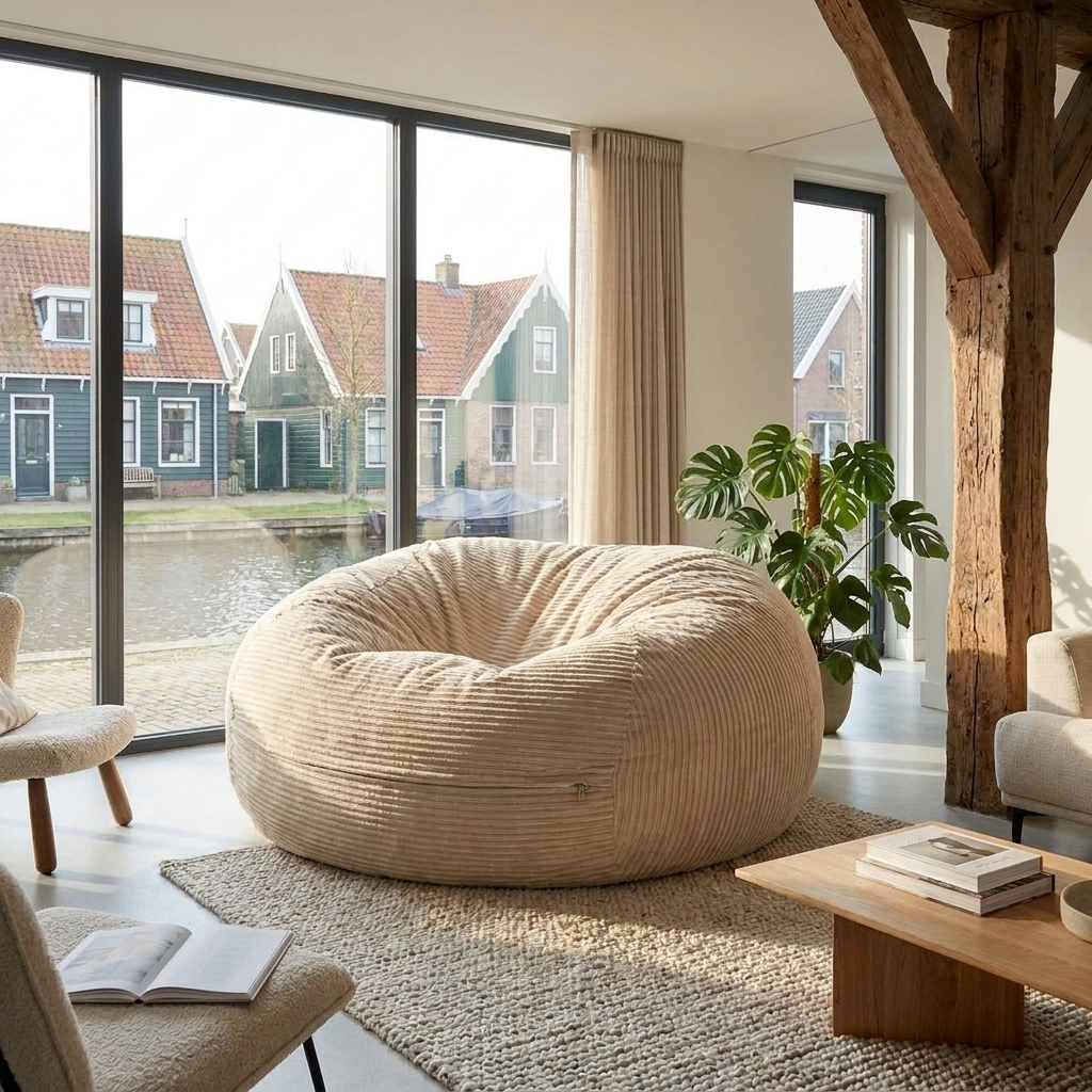 Big XXL BeanBag – Ribbed Corduroy Fabric Grijs