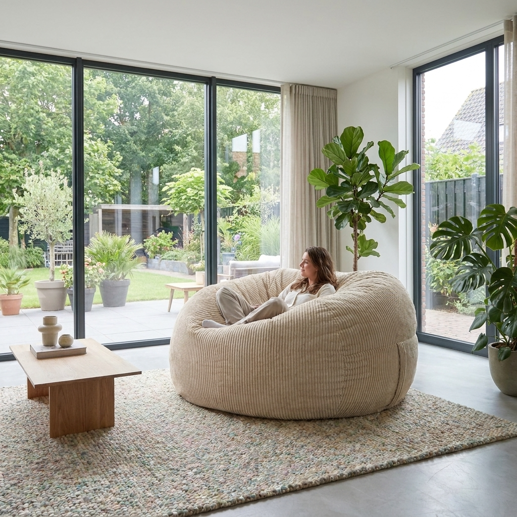 Big XXL BeanBag – Ribbed Corduroy Fabric Grijs