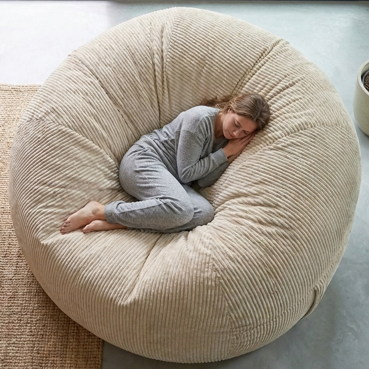 Big XXL BeanBag – Ribbed Corduroy Fabric Grijs
