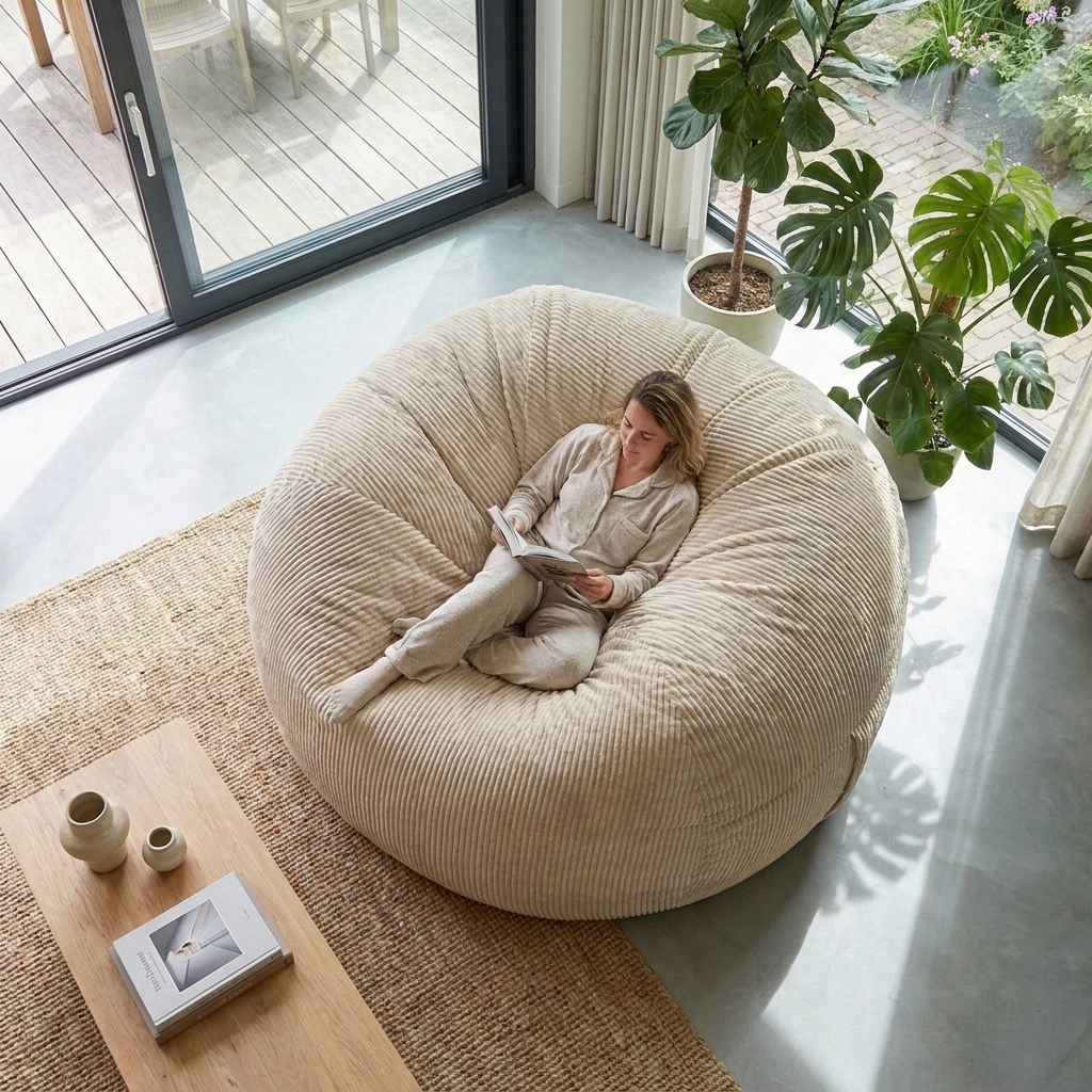 Big XXL BeanBag – Ribbed Corduroy Fabric Grijs