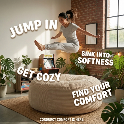 Big XXL BeanBag – Ribbed Corduroy Fabric Grijs