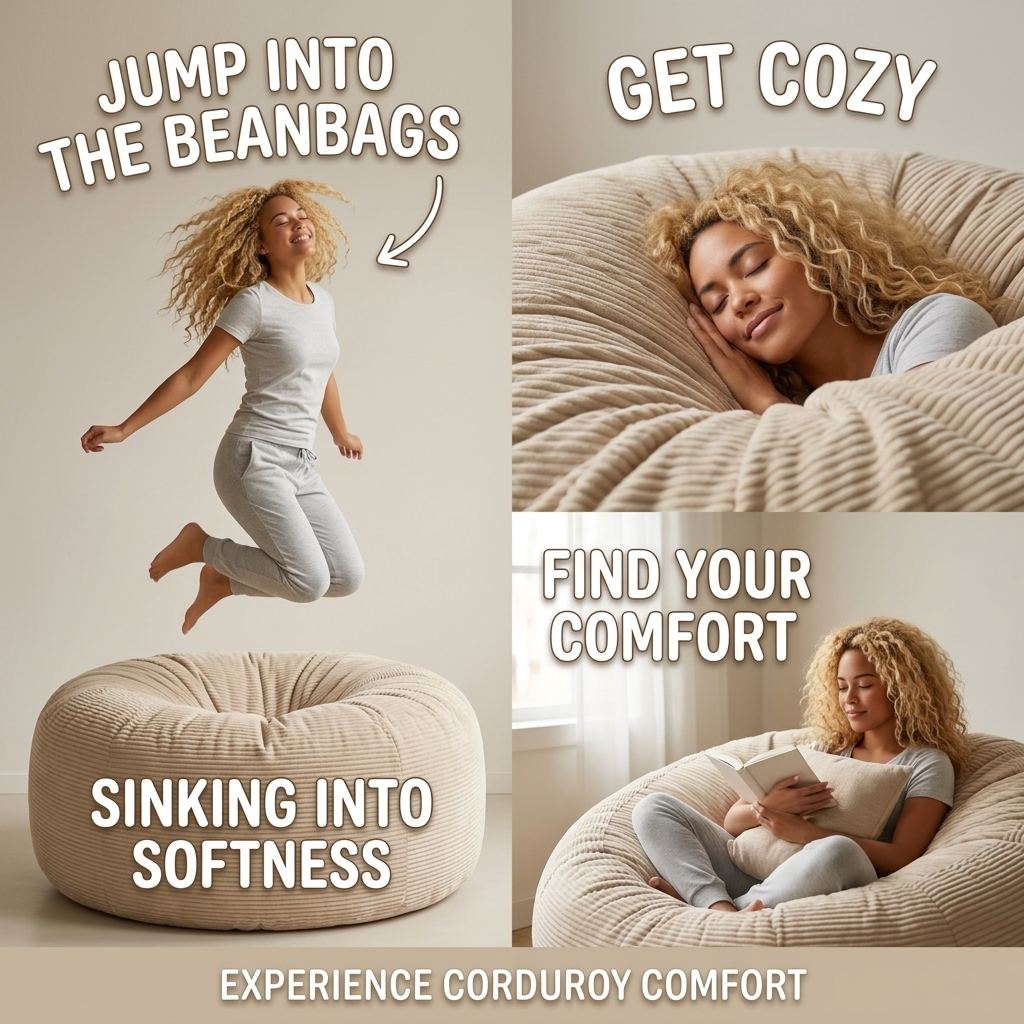 Big XXL BeanBag – Ribbed Corduroy Fabric Grijs