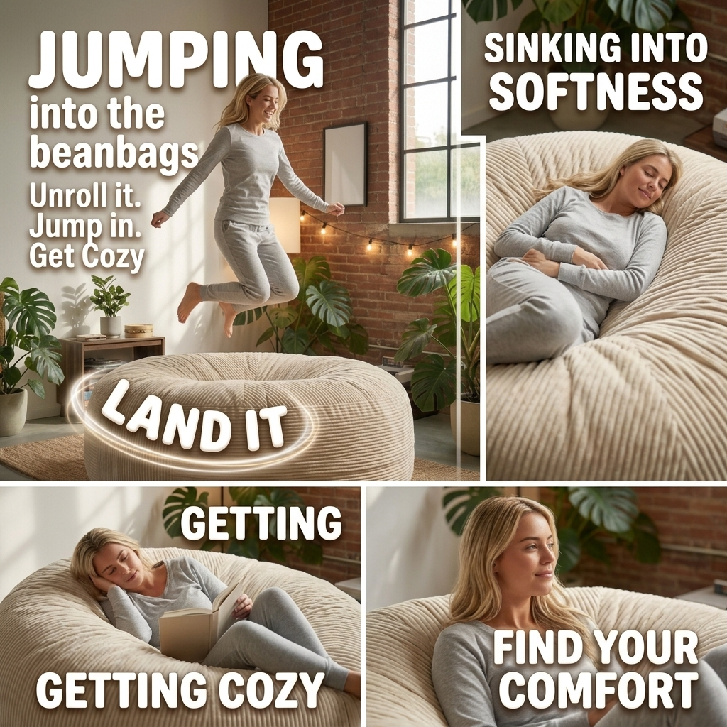 Big XXL BeanBag – Ribbed Corduroy Fabric Grijs
