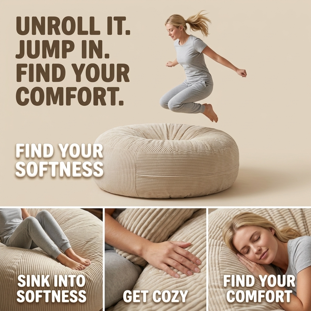 Big XXL BeanBag – Ribbed Corduroy Fabric Grijs