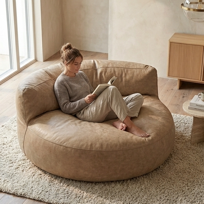Wagrex - Loveseat zitzak fauteuil Modern Rond Retro-Leer