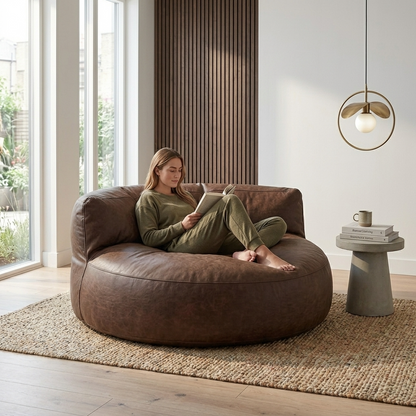 Wagrex - Loveseat zitzak fauteuil Modern Rond Retro-Leer