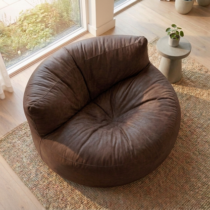 Wagrex - Loveseat zitzak fauteuil Modern Rond Retro-Leer