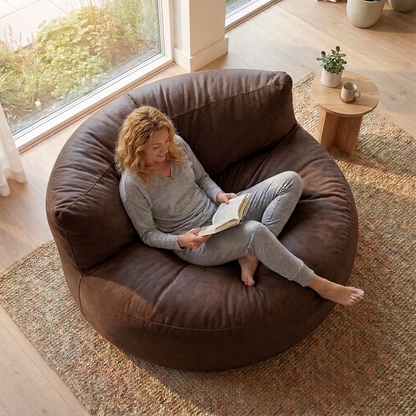 Wagrex - Loveseat zitzak fauteuil Modern Rond Retro-Leer