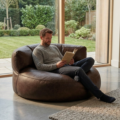 Wagrex - Loveseat zitzak fauteuil Modern Rond Retro-Leer