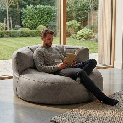 Wagrex - Loveseat zitzak fauteuil Modern Rond Retro-Leer