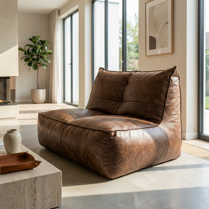 Fauteuil Beanbag Rib Modern Retro-Leder