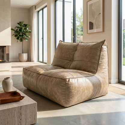 Fauteuil Beanbag Rib Modern Retro-Leder