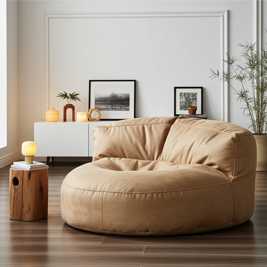 Beanbag Modern Round Retro-Leather