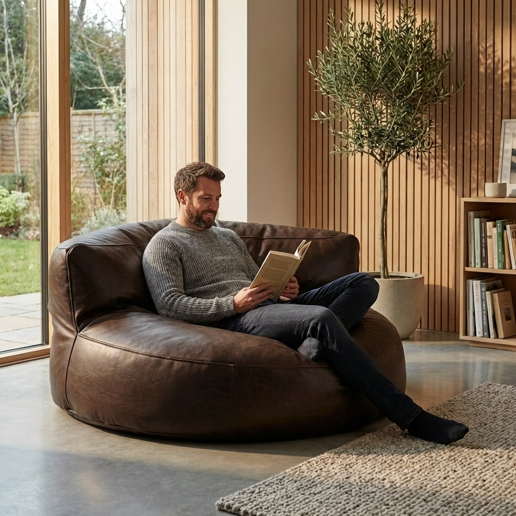 Wagrex – Loveseat Sitzsack Sessel Modern Rund Retro-Leder