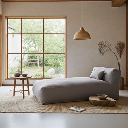Wagrex - Beanbag Chaise Longue -  Cotton Linen