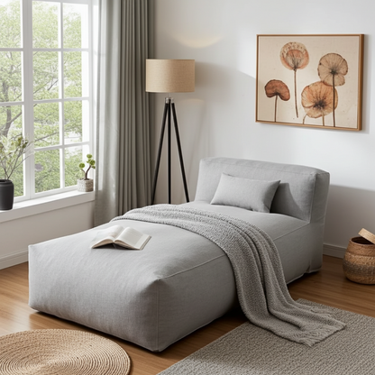 Wagrex - Beanbag Chaise Longue -  Cotton Linen