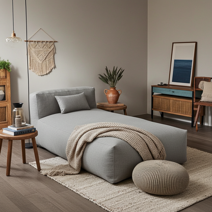 Wagrex - Beanbag Chaise Longue -  Cotton Linen