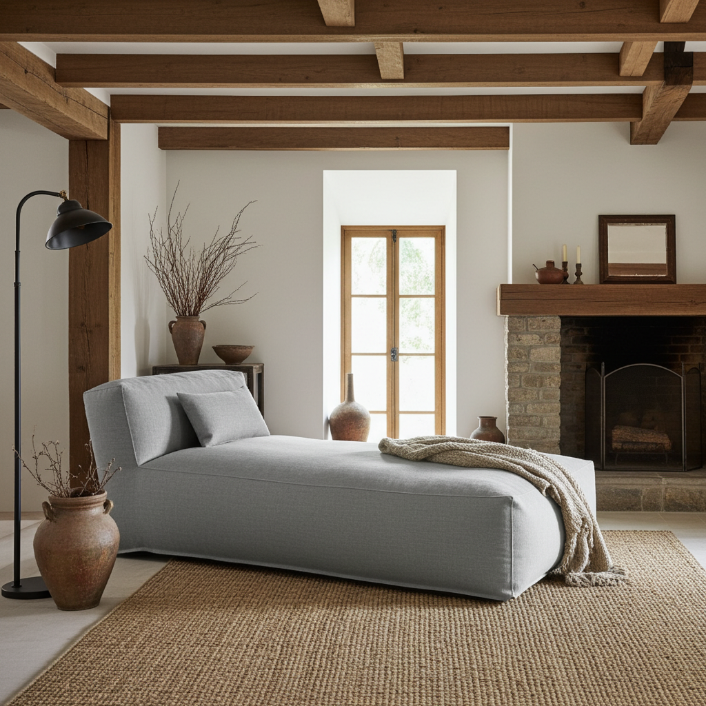 Wagrex - Beanbag Chaise Longue -  Cotton Linen