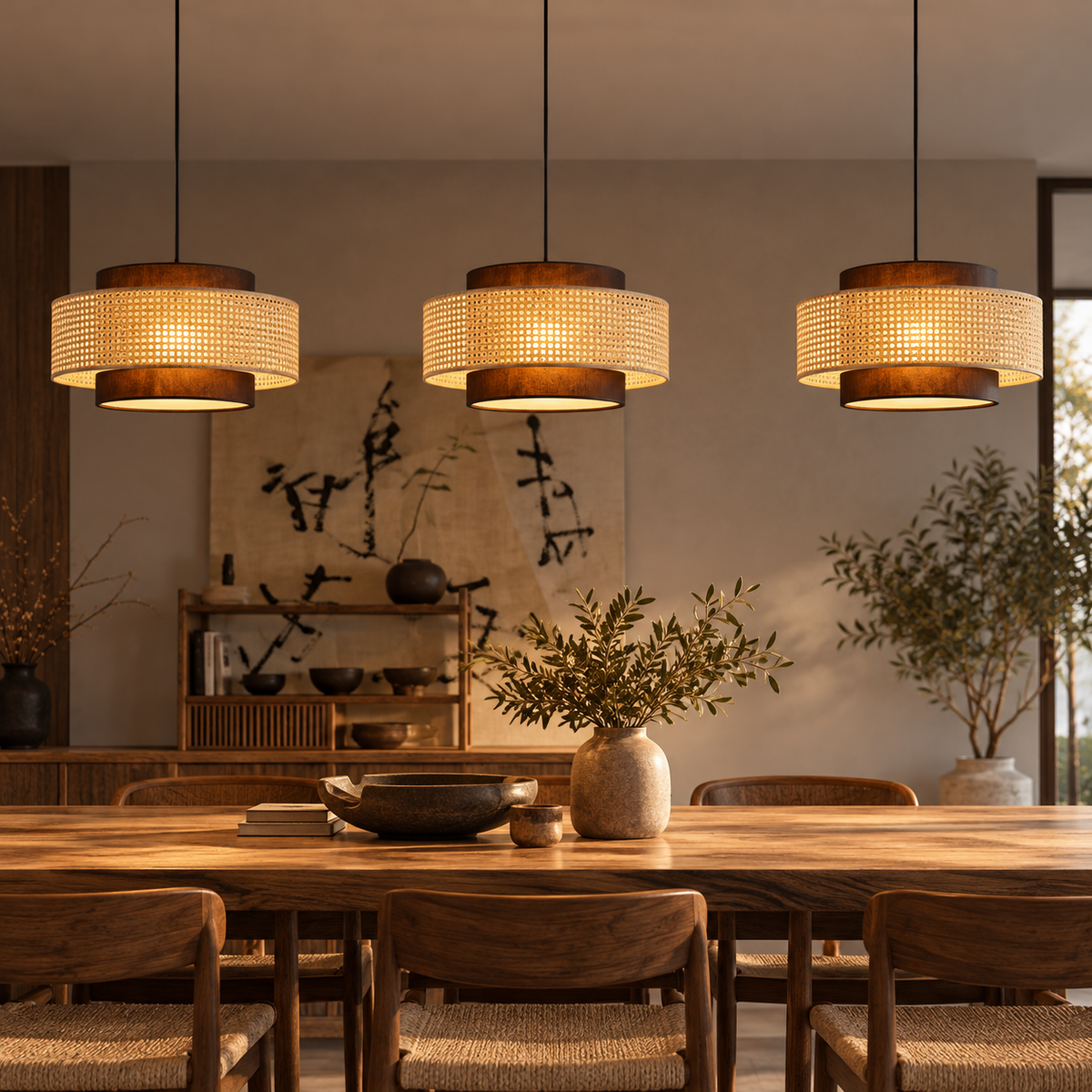 Geweven hanglamp – Rattan Wabi-Sabi & Japandi-stijl
